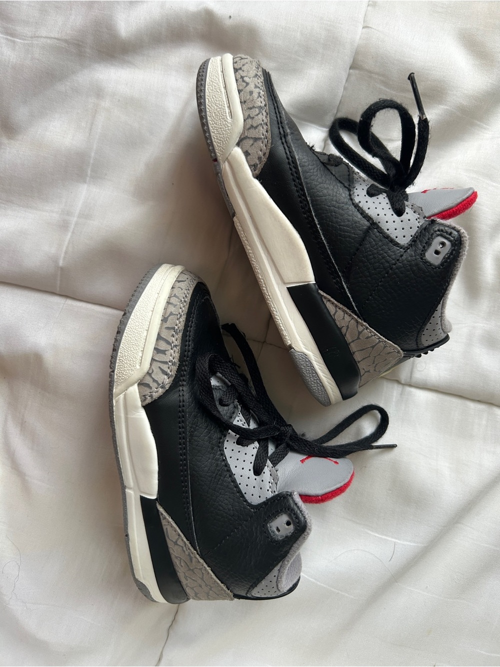 Jordan Kids Black/Gray/White/Red Retro 3s Style Sneakers
